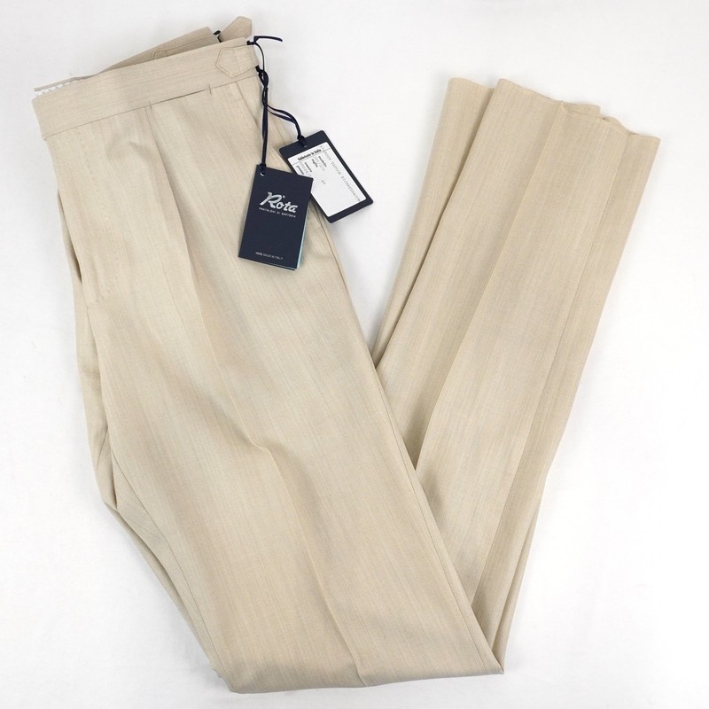 Rota Pantaloni Di Sartoria Virgin Wool Trousers In Beige - Men's Size IT 49