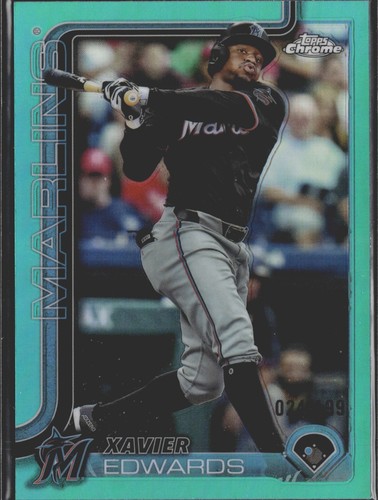 2025 Topps Chrome Xavier Edwards 115 Aqua #/199 Marlins