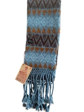Andes Gifts New With Tags Handmade Peruvian Alpaca Blend Scarf Blue Brown