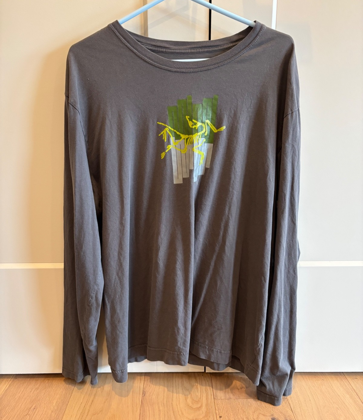 ARC'TERYX Arcteryx Camicia Uomo XXL Grigio Grande Logo Performance Maglietta Manica Lunga Outdoor