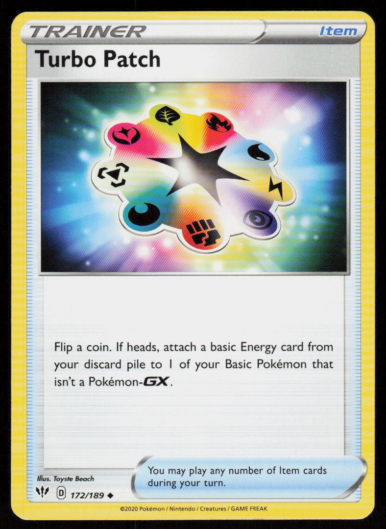 Turbo Patch 172/189 Uncommon Darkness Ablaze Pokemon Near Mint