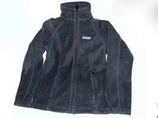 EUC women  s SMALL S COLUMBIA Fleece ZIPPER JACKET POCKETS DRAWSTRING WAIST BLACK