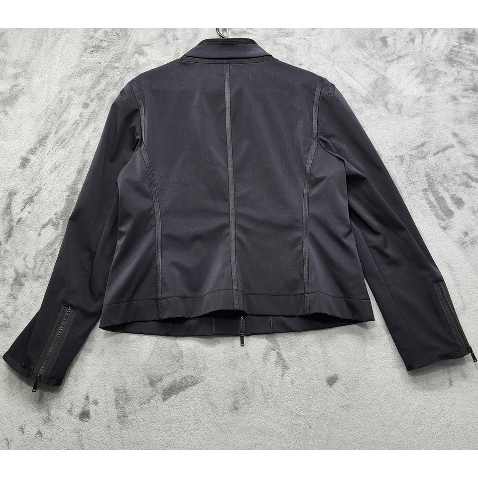 Carlisle Jacket Womens 18 Black Moto Full Zip Satin Ribbon Detail Puffy Shoulder - Image 2 of 4