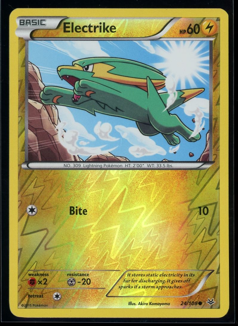 2015 XY - Roaring Skies Electrike Reverse Holo Pokemon Card #24