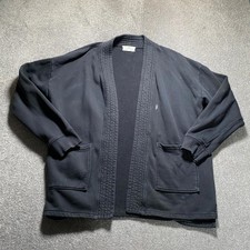 +351 Cardigan Jacket Mens M Black Organic Cotton Oversized Open Front Pockets