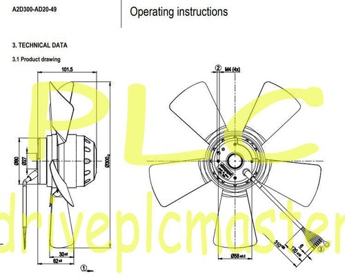 Ebmpapst Fan A2D300-AD20-49 Axial Fan 230/400V 220/320W 0.70A φ300MM Cooling Fan - Picture 4 of 7