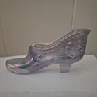 Vintage Fenton Violet Iridescent Glass Slipper