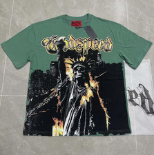 NEW Mens Godspeed Skeleton print Short sleeve Streetwear Casual T-shirt green
