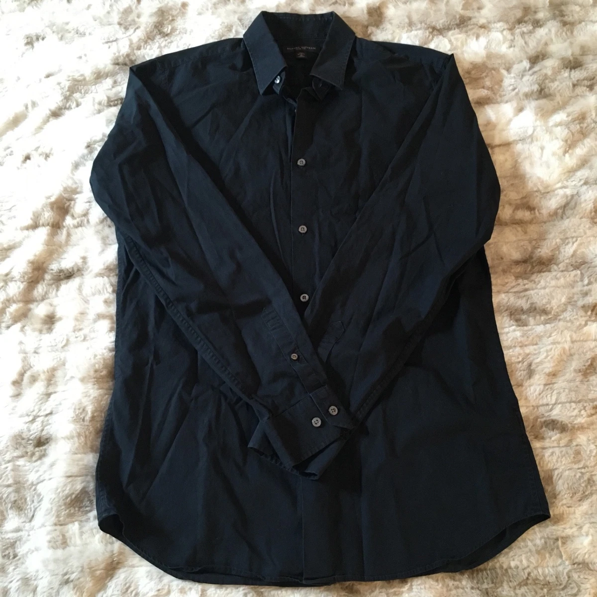banana republic black dress shirt Banana Republic Black Silky Satin Classic Fit Button Down Shirt Blouse Top  Sz M