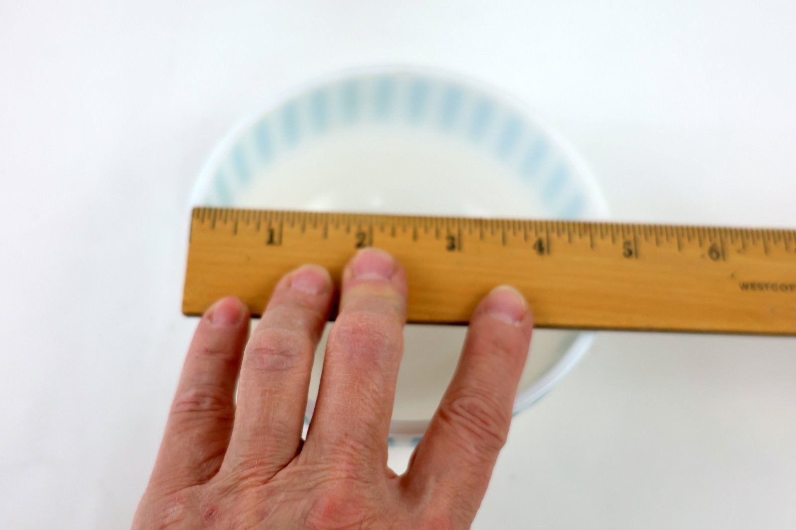 Vintage Hazel Atlas Turquoise Candy Stripe 5" Cereal Bowl Milk Glass