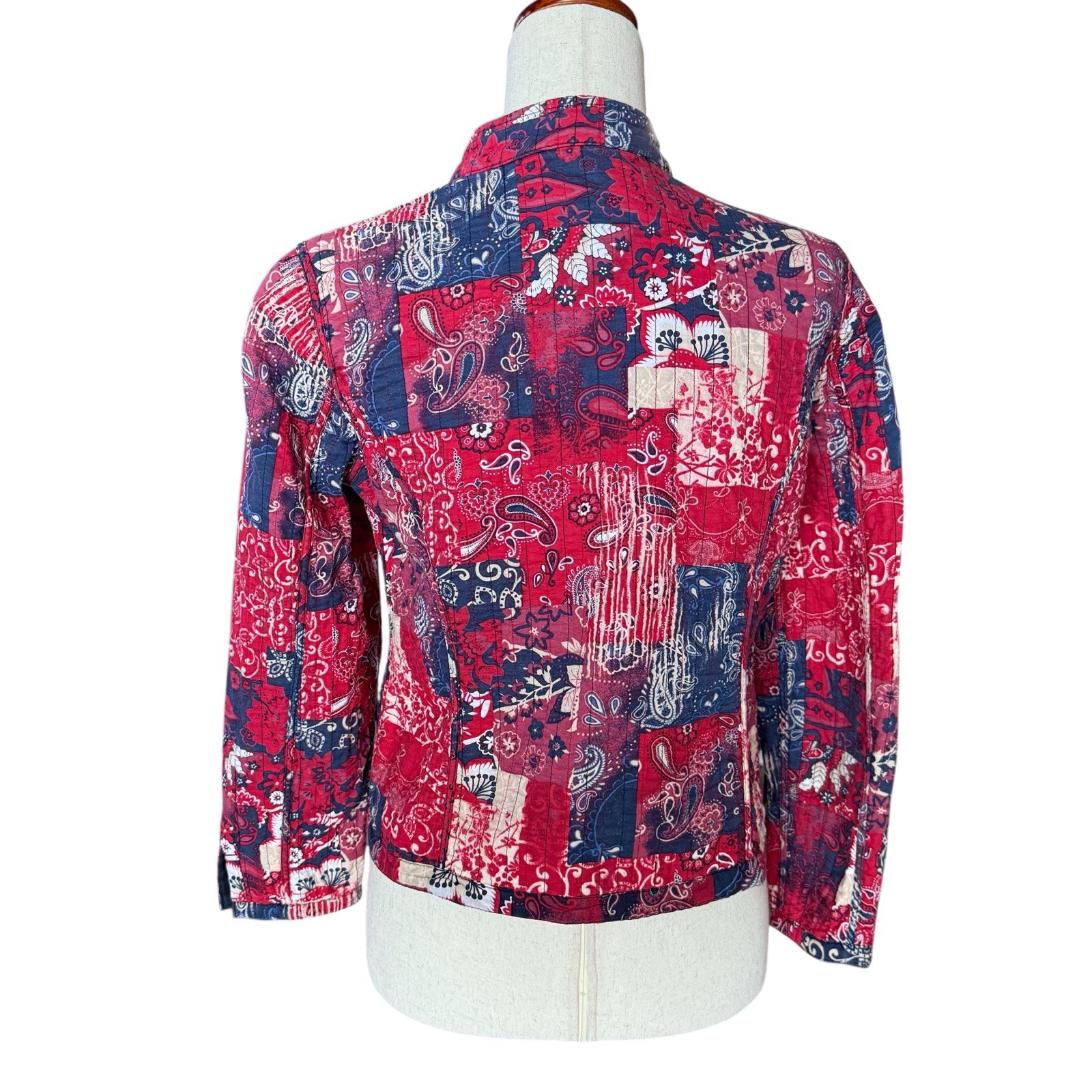 Christopher & Banks Patchwork Quilted Jacket Red … - image 4