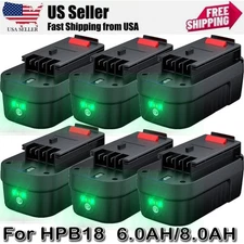 1/4Pack 6/8Ah For Black and Decker HPB18 18 Volt Battery HPB18-OPE 244760-00