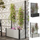Garden Planter Box with Trellis, Liner, Rattan Raised Bed