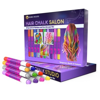 Desire Deluxe - Girls Gifts Hair Chalk 10 Temporary Non-Toxic Easy Washable Hair