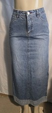 Union bay Vintage Long Maxi Denim Skirt Side Slits Cotton Patchwork Hem Size 5