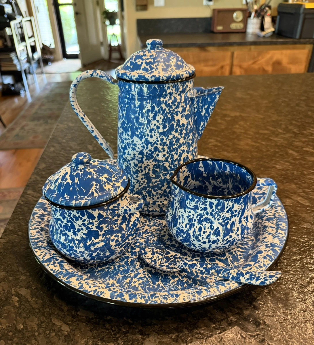 Blue Swirl Enamelware In Collectible Graniteware for sale | eBay