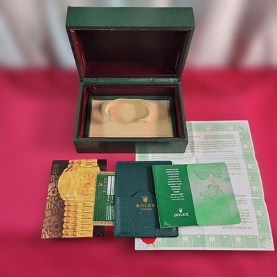 Rolex Watch Box Case Green Leather Wood Warranty Booklet For 116660 V646829