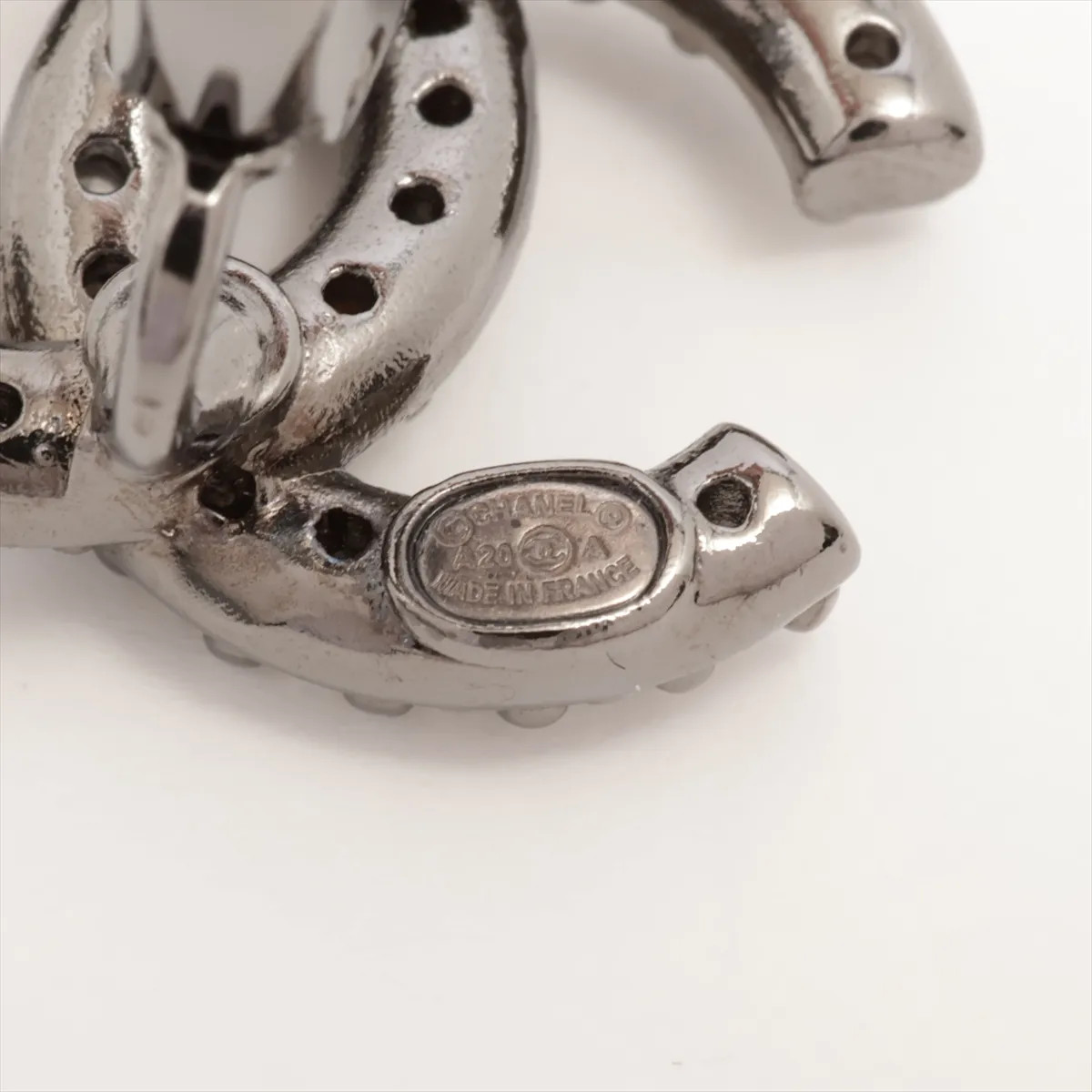 Chanel Coco Mark A20A Earrings (for both ears) GP×Rhinestone Black thumbnail 5