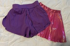 Balera Girls Dance Shorts Flowy Overlay MC Plus Bonus Pink Glittery Skirt Briefs