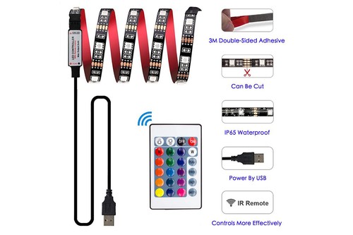 Striscia LED Adesiva Luce Con Telecomando RGB 5v USB 5MT Tagliabile 89404 - Foto 4 di 5