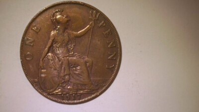 1917 Great Britain 1 Penny - George V- 31mm 10267 | eBay