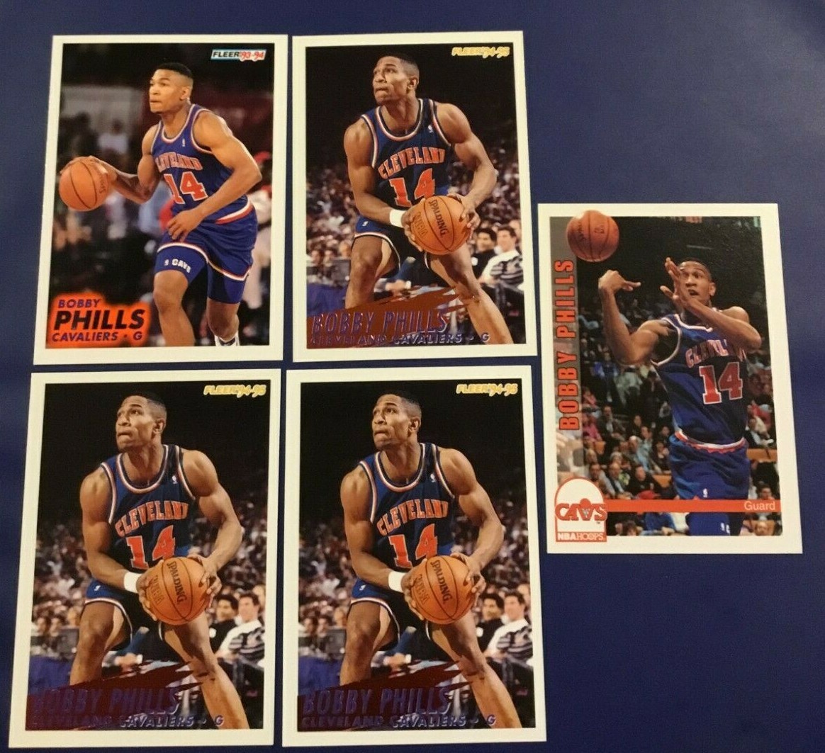 1992-1993 Hoops #367 BOBBY PHILLS Lot 5 w Rookie Cleveland Cavs 1993-94-95 Fleer