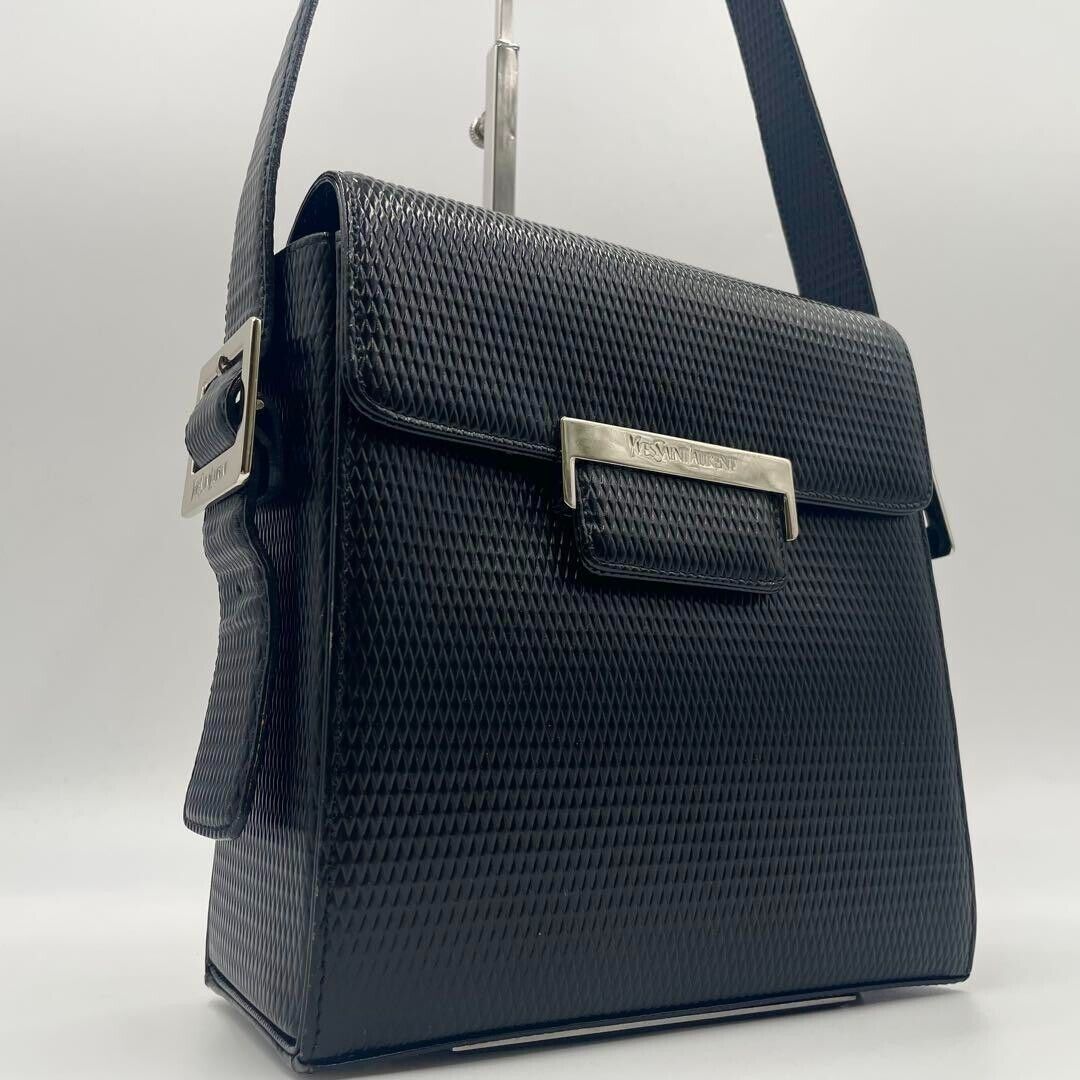 Saint Laurent Shoulder Bag Crossbody Logo Leather Black USED Saint Laurent Shoulder Bag Crossbody Logo Leather Black USED
