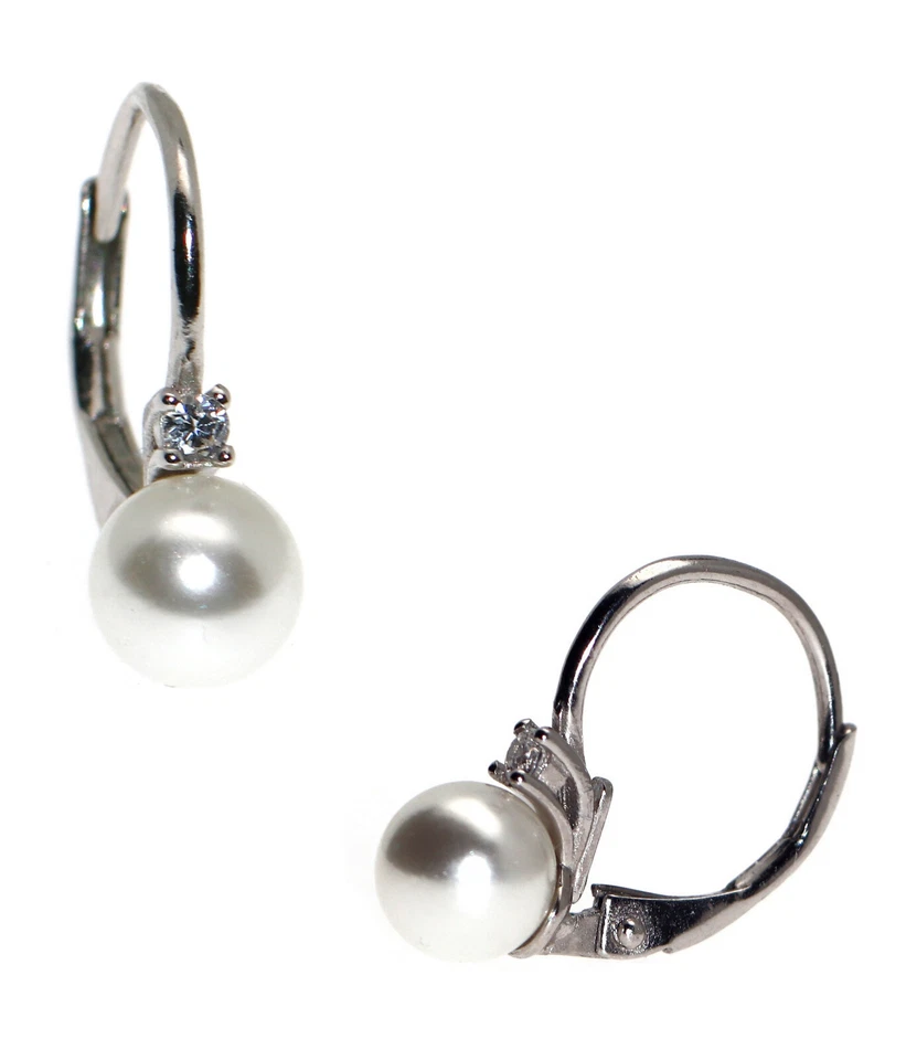 orecchini tutto vero argento 925 monachella perla chiara e punto luce brillante - Immagine 3 di 4