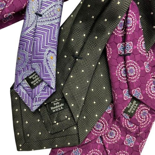 Lot of 3 David Donahue Men Silk Tie Necktie USA Designer Paisley Medallion - Picture 4 of 6