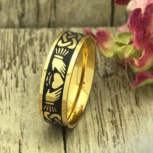 Authentic Claddagh Ring, Personalize Gold Plated Celtic Claddagh Ring