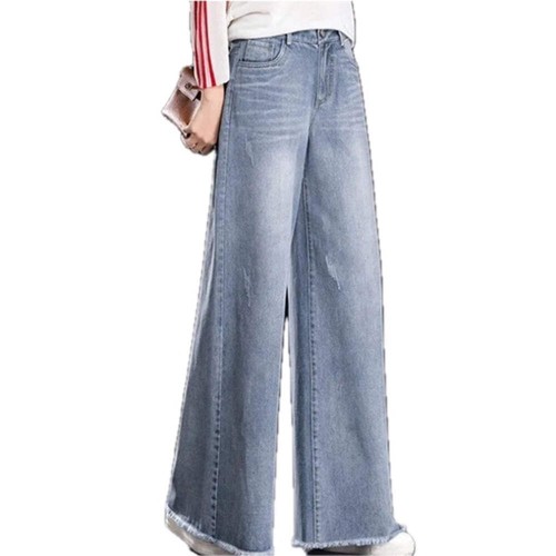 Womens High Waist Wide Leg Jeans for Women Raw Hem Denim Pants Baggy Straight Le