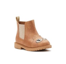 Wonder Nation Toddler Girl Owl Brown Chelsea/Black Combat Boot Comfortable fit.