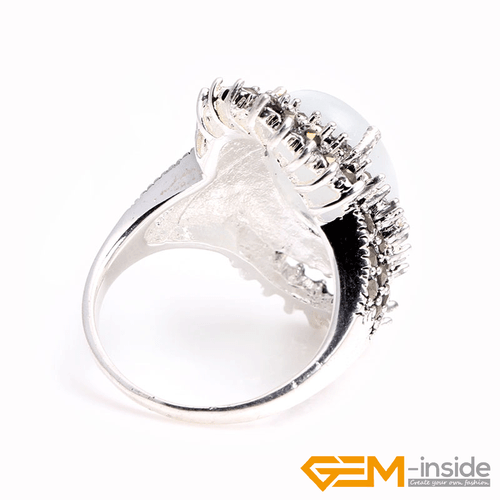 Natural Oval Gemstone Marquis Marcasite Beads Silver Jewelry Ring Size #6#8 Gift - Picture 41 of 55