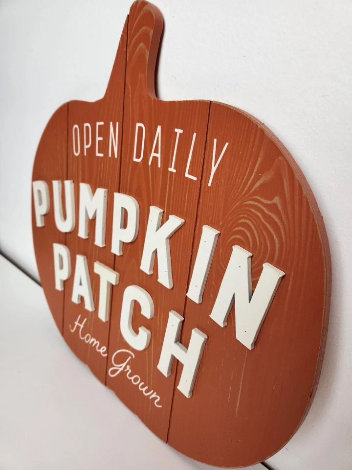 Pumpkin Patch Open Daily Shaped Wall Sign Decor Fall Thanksgiving Raised Letters - Image 4 of 4