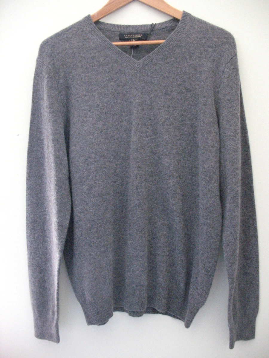 NWT Ethan Pierce 100% Cashmere Men's Pull Over Gray V Neck