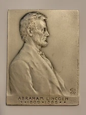 🌟 RARE  Victor David Brenner / Abraham Lincoln .999 Silver Plaque Medal
