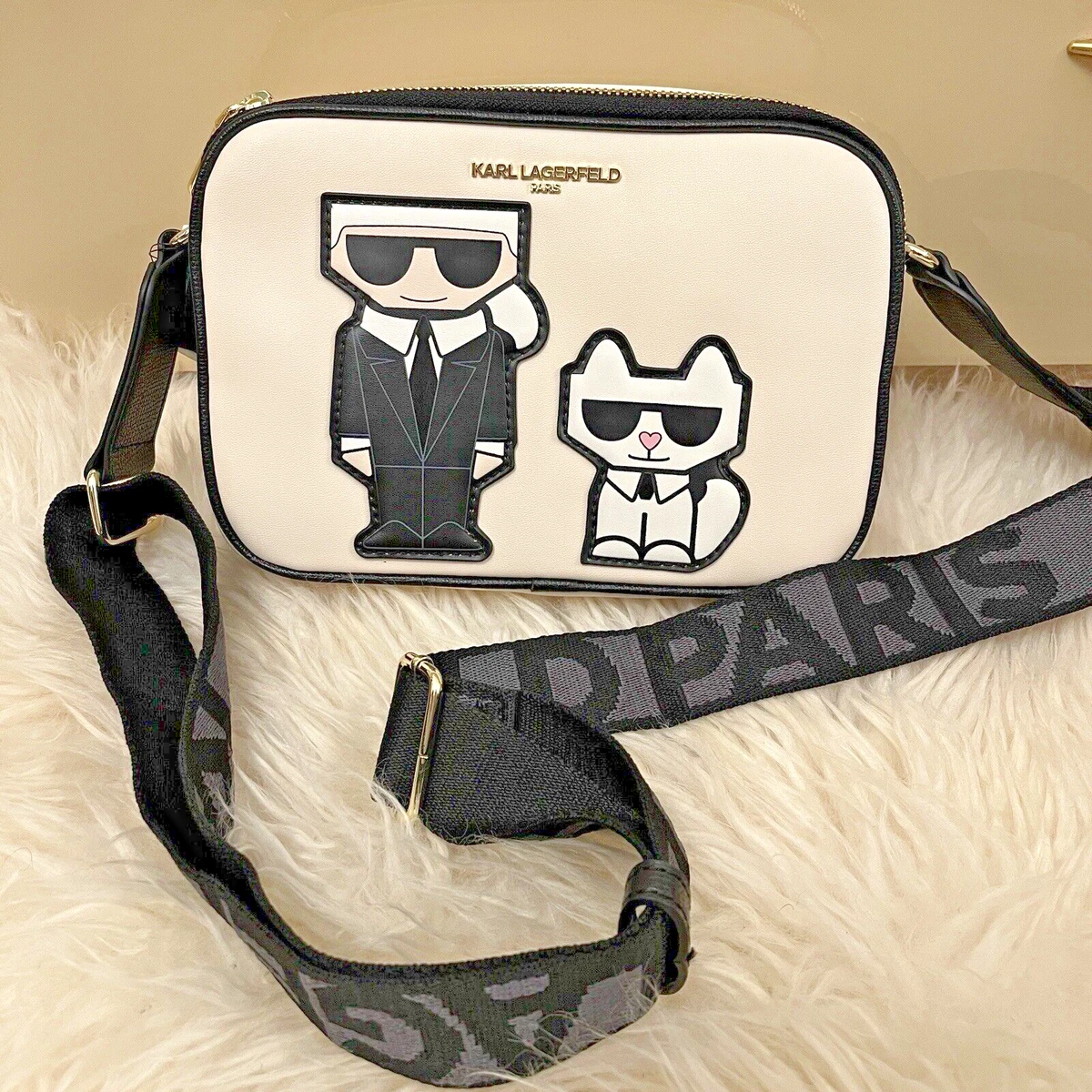 KARL LAGERFELD MAYBELLE KARL & KAT LOGO CAMERA/CROSSBODY BAG