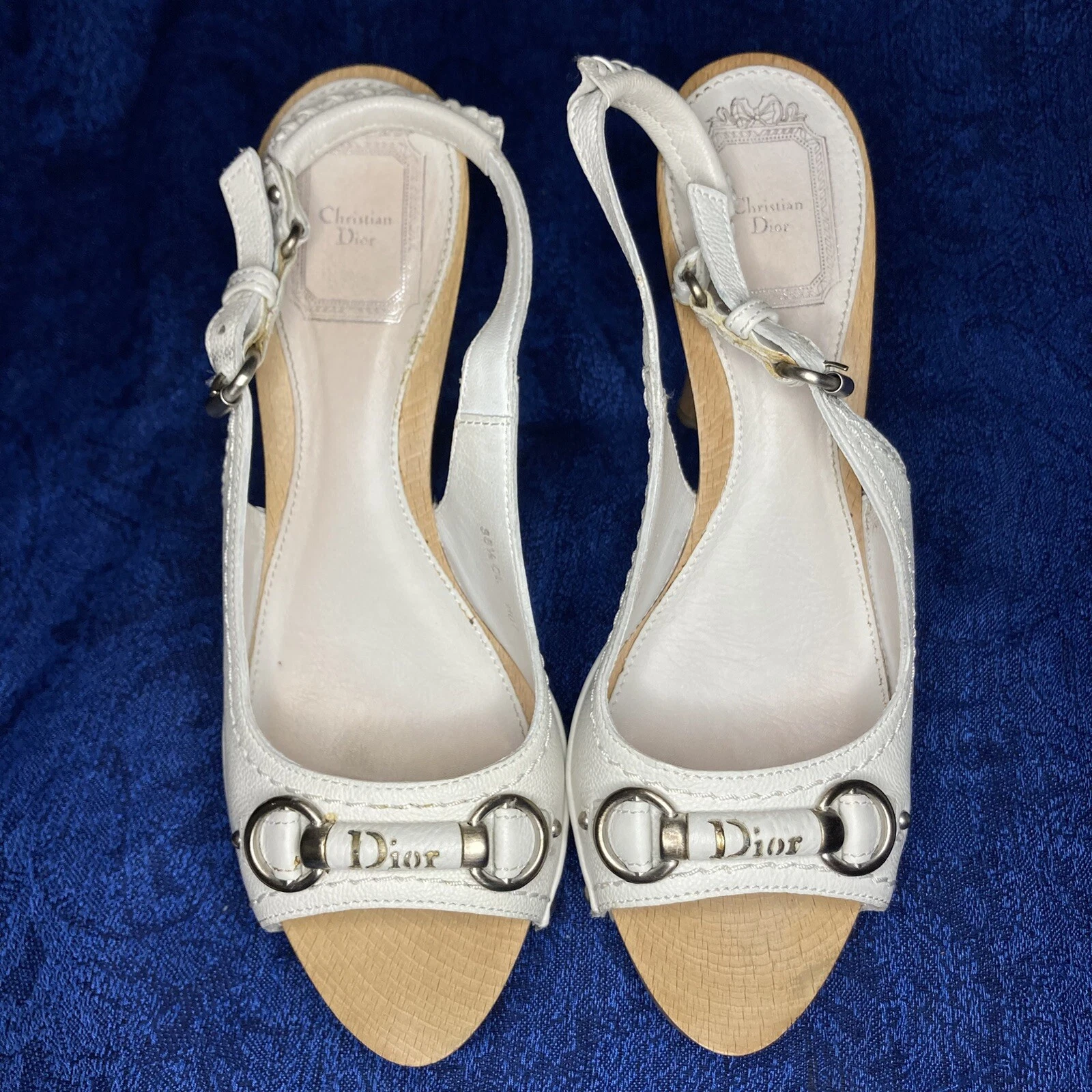 Sandales à plateforme Dior en cuir blanc pointure 6 /36,5