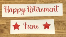 Personalised Happy Retirement Vinyl Decal Stickers With Stars For Balloons Crate