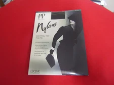 Vintage Pretty Polly Sheer Nylons Control Top 10 Denier Black Tights Small New