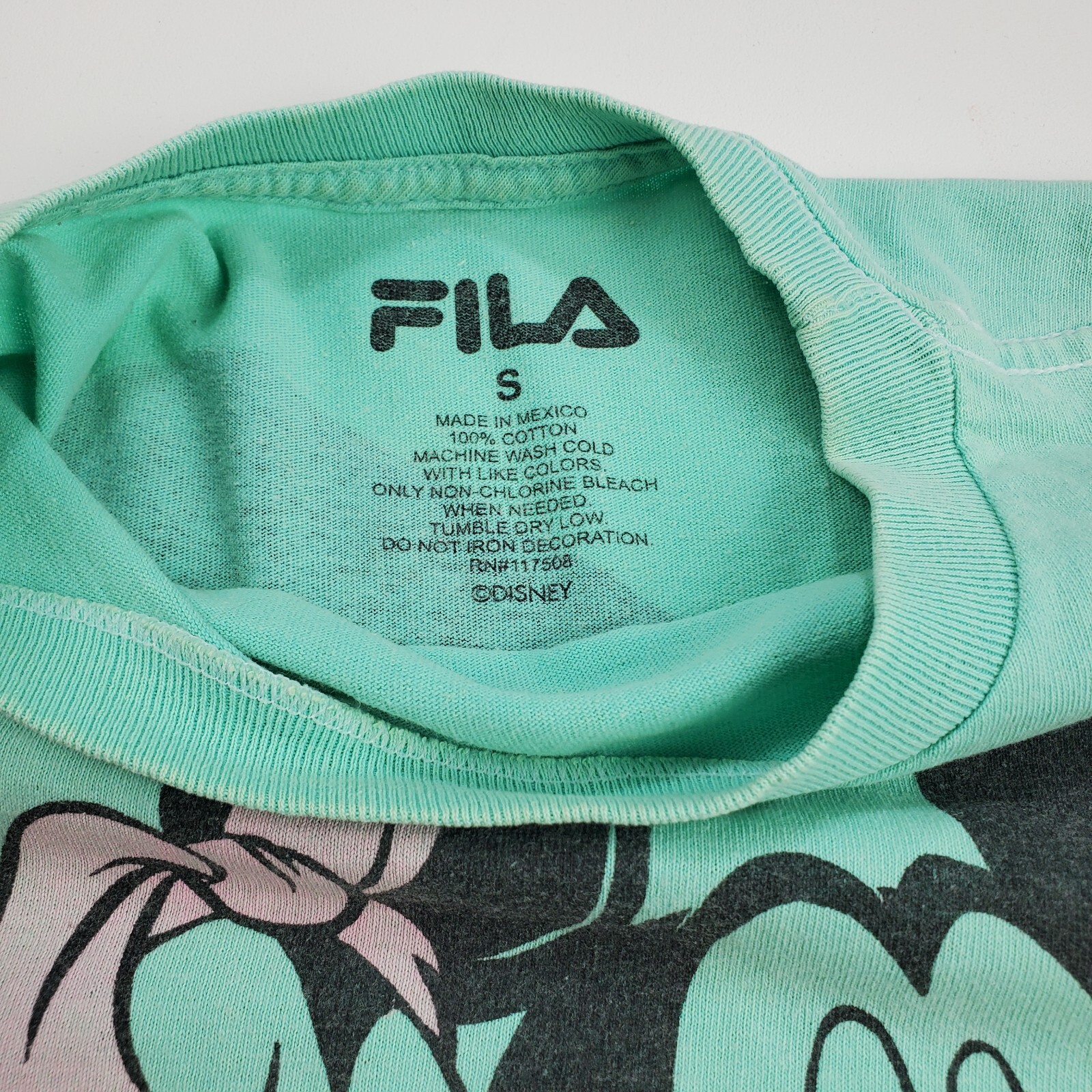 Rara T shirt vintage Disney FILA Aqua Mickey Minnie top uomo taglia S