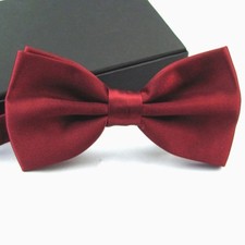 Tuxedo PreTied Burgundy Red Bow Tie Satin Matching Adjustable Band US SELLER