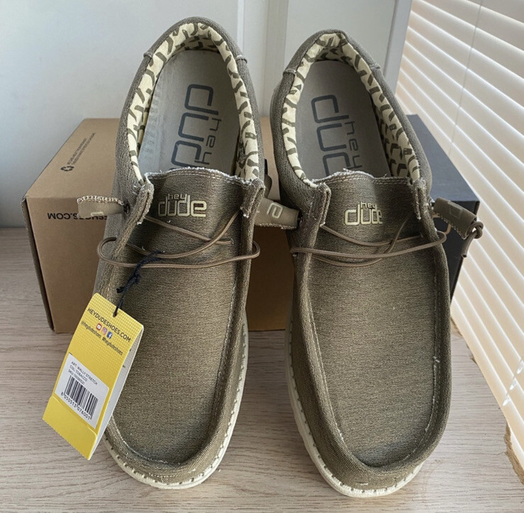 tobacco hey dudes Hey Dude Wally Stretch Tobacco Sneaker Shoe Men's Sizes US 12 BRAND NEW