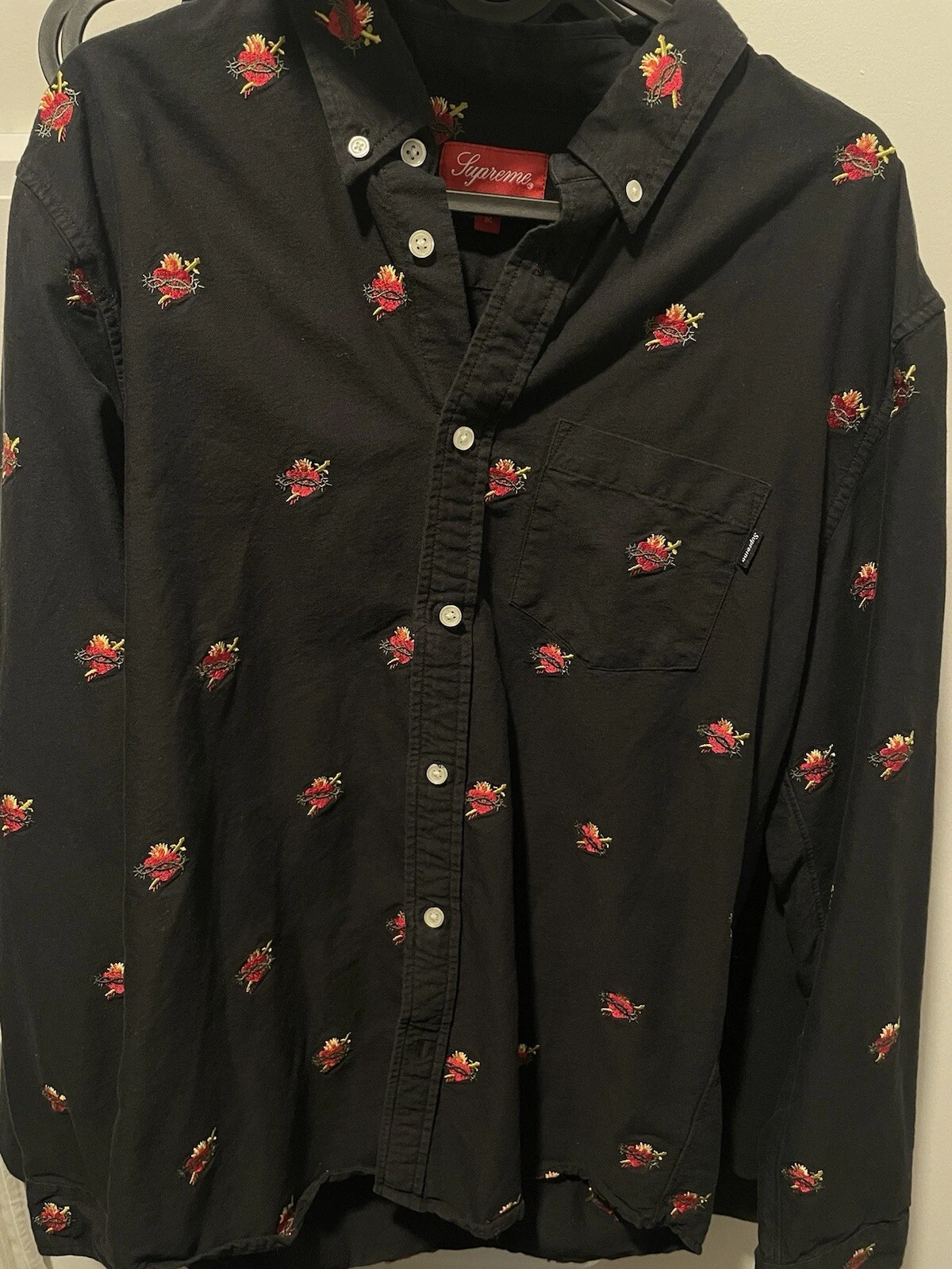 Chemise Oxford Supreme F/W 2017 Sacred Hearts (noir) logo boîte