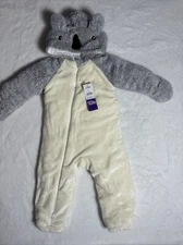 Koala Baby 1-Piece Plush Hooded Pram Suit Fleece Jumper, Gray & Ivory 18-24M