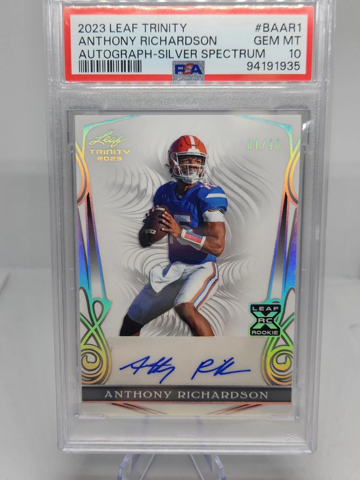 Anthony Richardson Leaf Trinity Autographs #BAAR1 Silver Spectrum