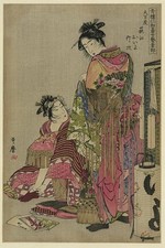 Japan 1785 Utamaro Kitagawa Geishas Dressing for Festival Ukiyo-e Print