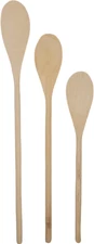 3 Piece Long Handle Wooden Mixing Spoon Set - 10 12 and 14 Long (1 Set)