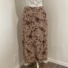 Eddie Bauer Women Maxi Skirt 12 Multicolor Floral Front Slit Spring Corduroy