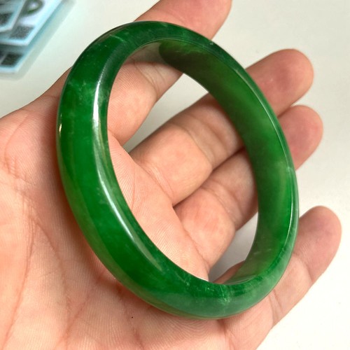 Certified Green 60mm Natural Grade A Burma jadeite Bangle Bracelet 5462 - Picture 4 of 6